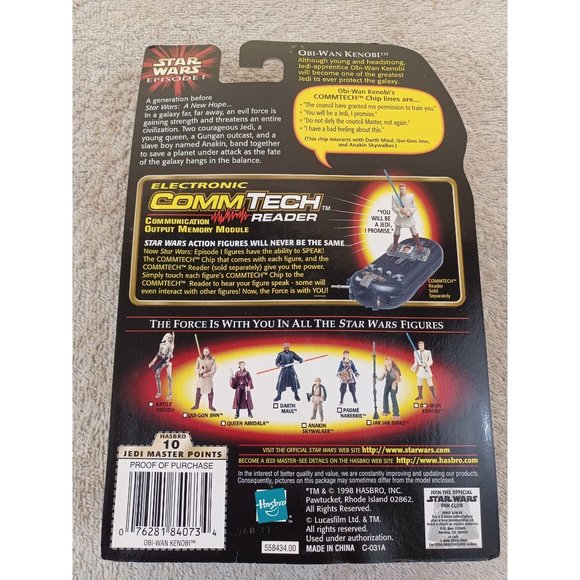 1998 NIB New Star Wars Episode I Obi-Won Kenobi Talking ComTech Chip Figure - Picture 3 of 3